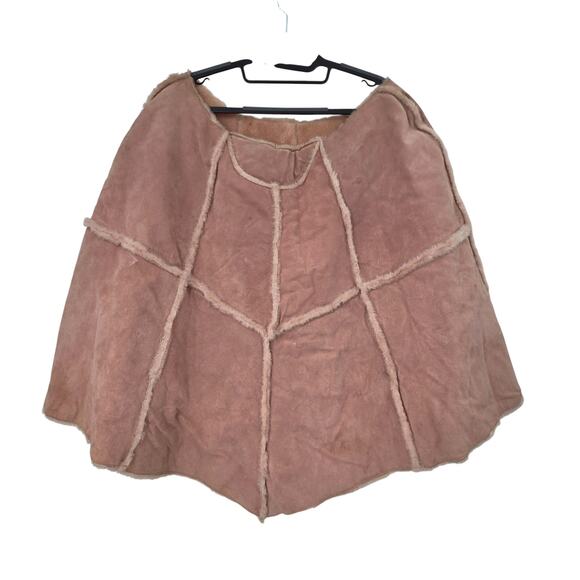 WILSONS LEATHER MAXIMA L-XL PINK GENUINE LEATHER FAUX FUR LINED PONCHO - Picture 2 of 10